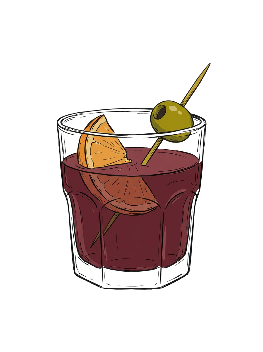 Illustration af et glas vermut